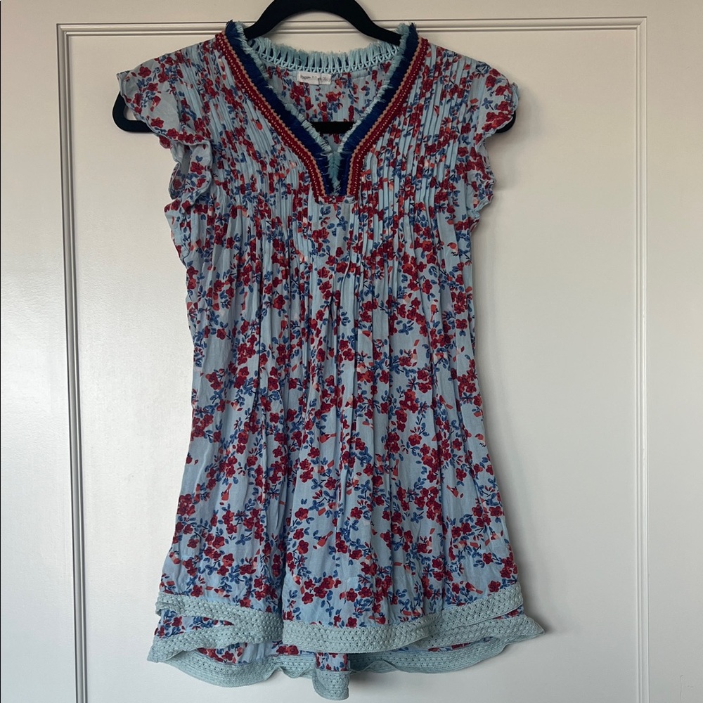 Floral Blue and Red Dress